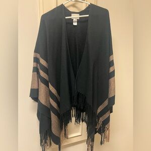 Hinge Black Knit Wrap/Cape